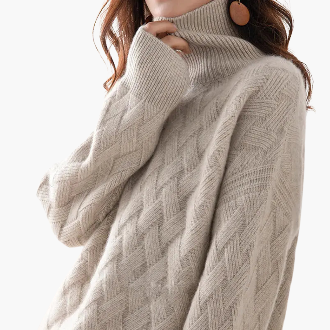 Women's Sweater with Turtleneck and Braided Pattern | Altivaro