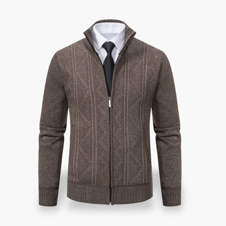 Men's Wool Cardigan High Neck Zip | Altivaro