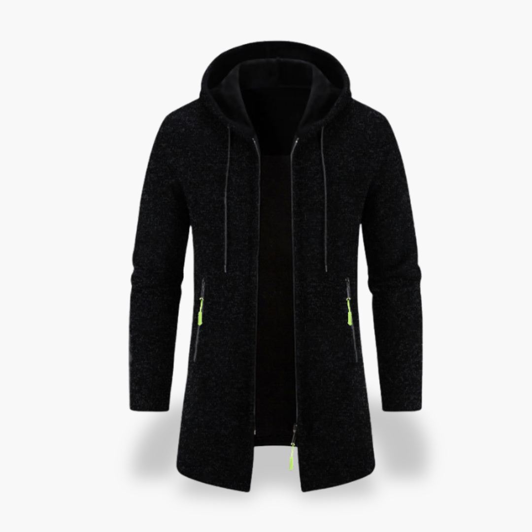 Giacca Uomo con Cappuccio in Maglia Zip Lunga | Altivaro