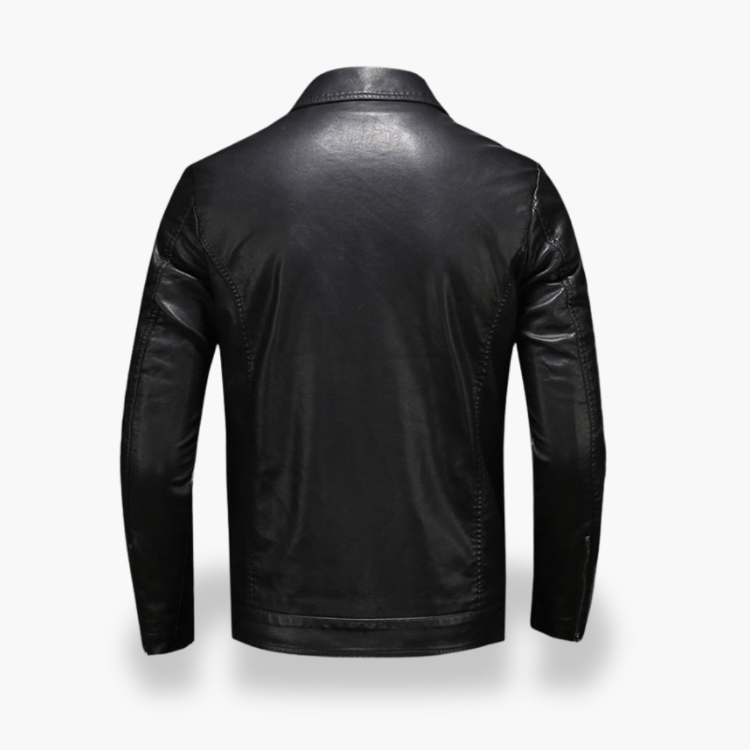 Men's Slim Fit Faux Leather Jacket with Motorcycle Style Pockets | Altivaro