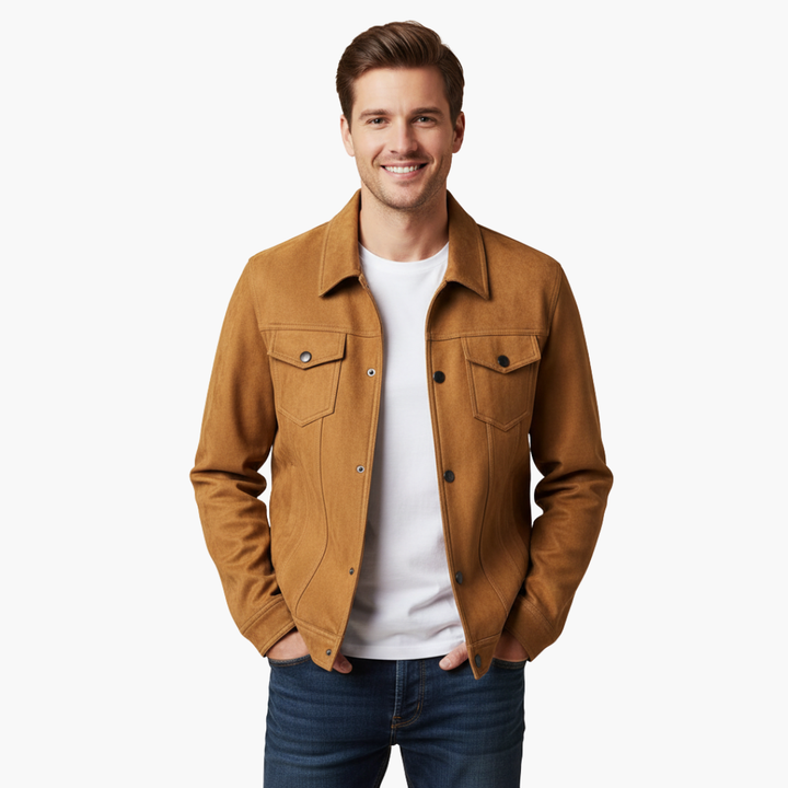 Men's Casual Faux Leather Jacket with Buttons | Altivaro