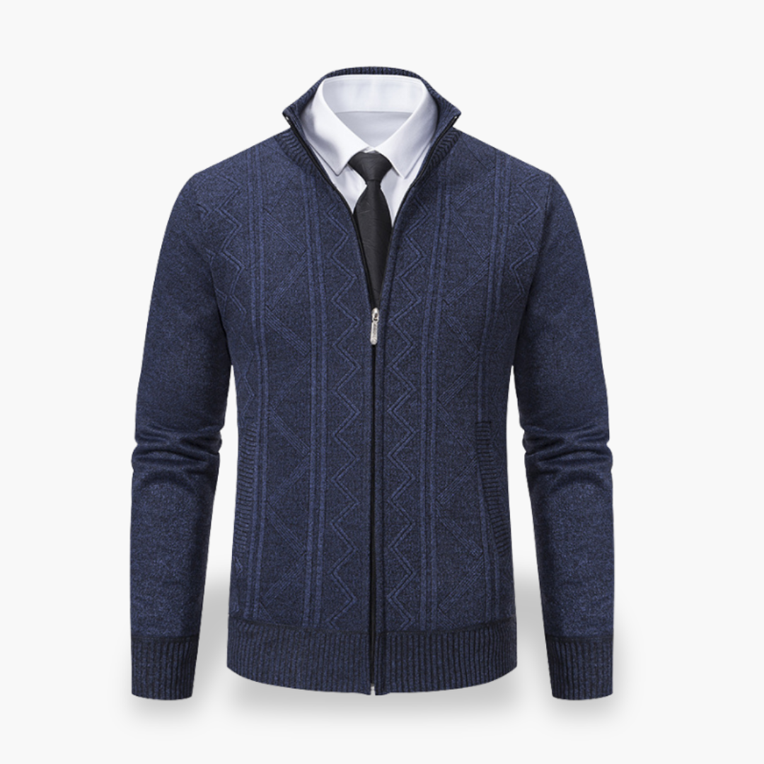 Men's Wool Cardigan High Neck Zip | Altivaro