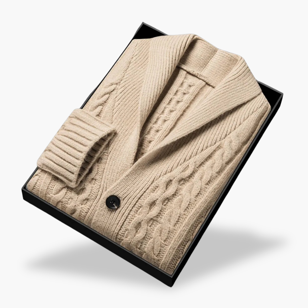 Men's Cardigan Cable Knit Wool | Altivaro