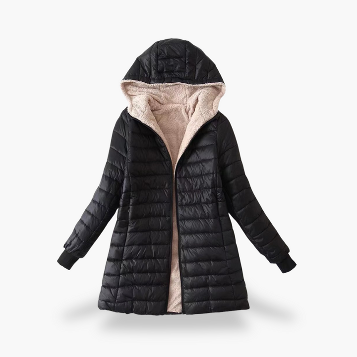 Women's Long Winter Down Jacket with Fleece-Lined Hood | Altivaro