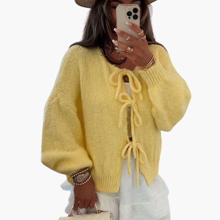 Cardigan con Laccetti e Maniche Larghe per Donna in Maglia | Altivaro