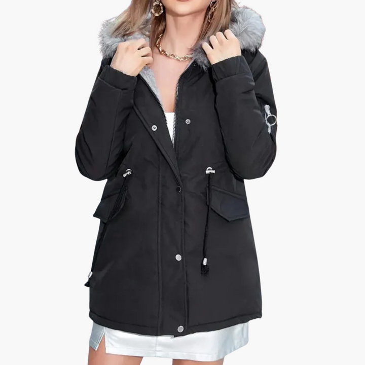 Women's Fleece Jacket with Hood and Fur | Altivaro