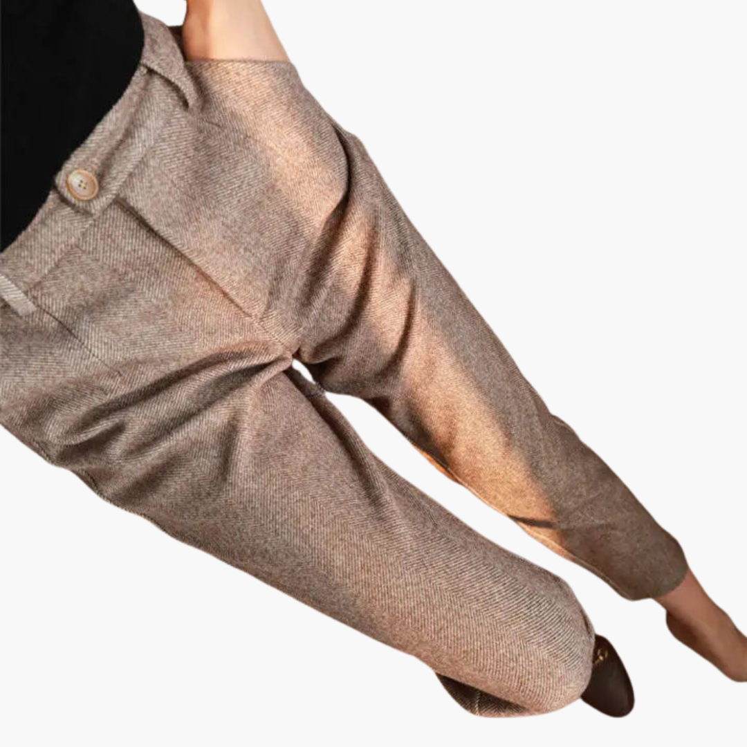 Pantaloni Donna Houndstooth a Sigaretta con Tasche e Cintura | Altivaro