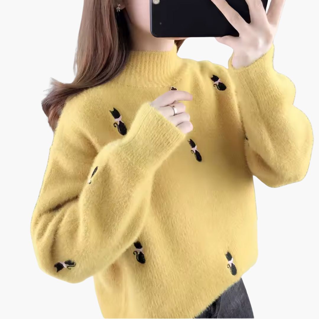 Maglione Donna Morbido con Ricamo Gatto | Altivaro
