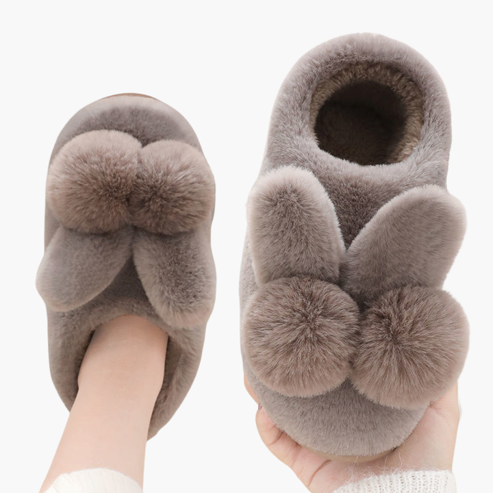 Scarpe ortopediche da donna in pelliccia sintetica con fiocco e pompon | Altivaro