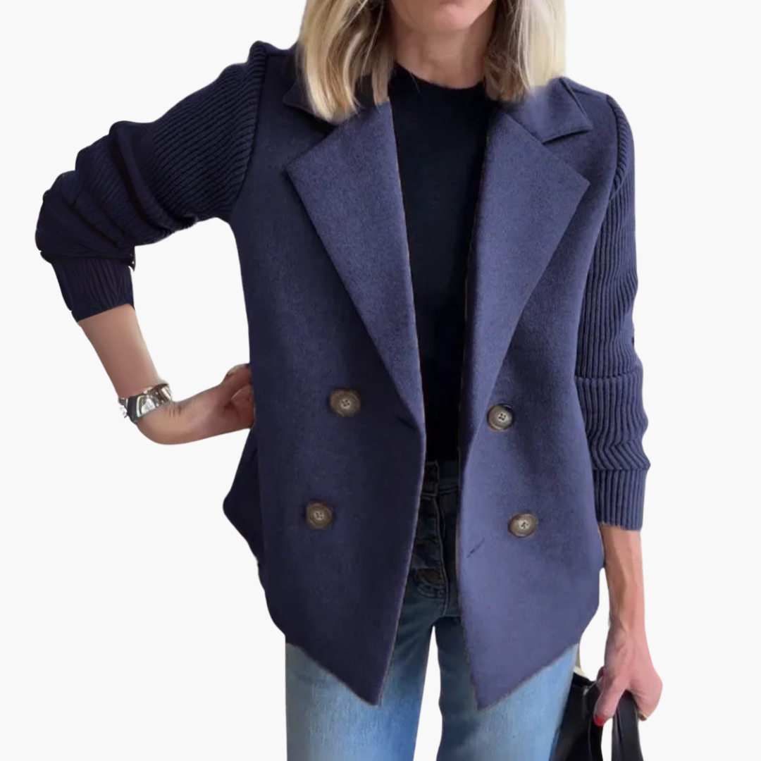 Women's Jacket with Ribbed Sleeves and Buttons | Altivaro