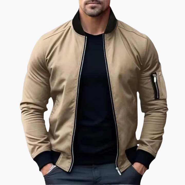 Men's Bomber Jacket in Lightweight Fabric with Front Zip | Altivaro