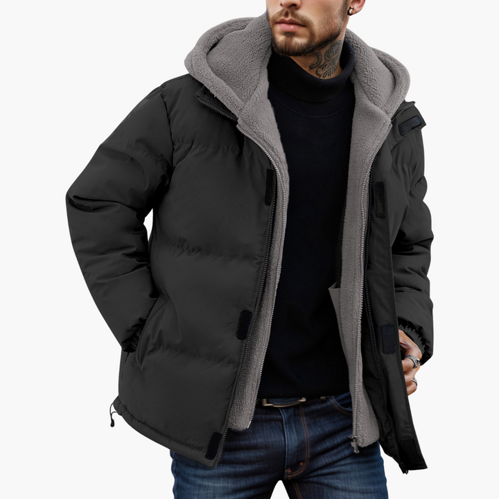 Men's Winter Padded Jacket with Lined Windproof Hood | Altivaro