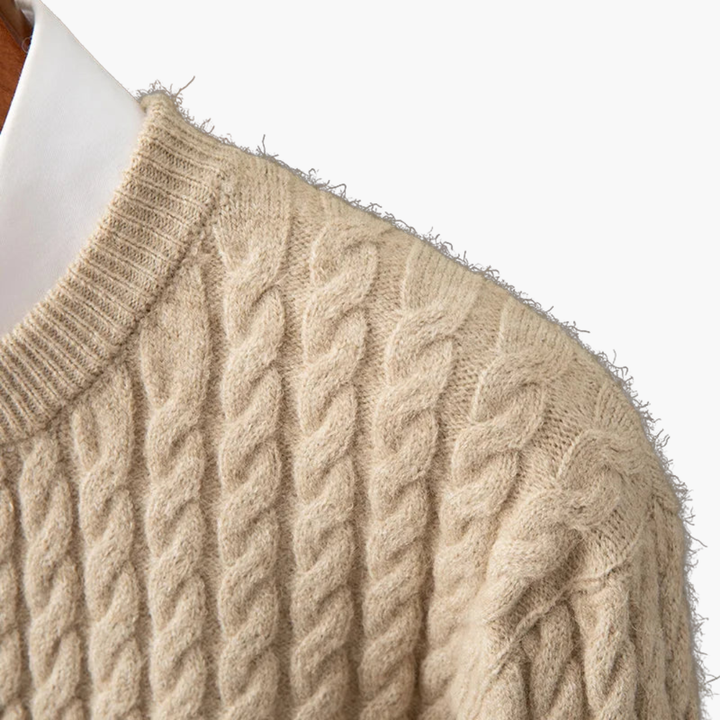 Maglione Uomo in Maglia Intrecciata con Dettagli a Strisce | Altivaro