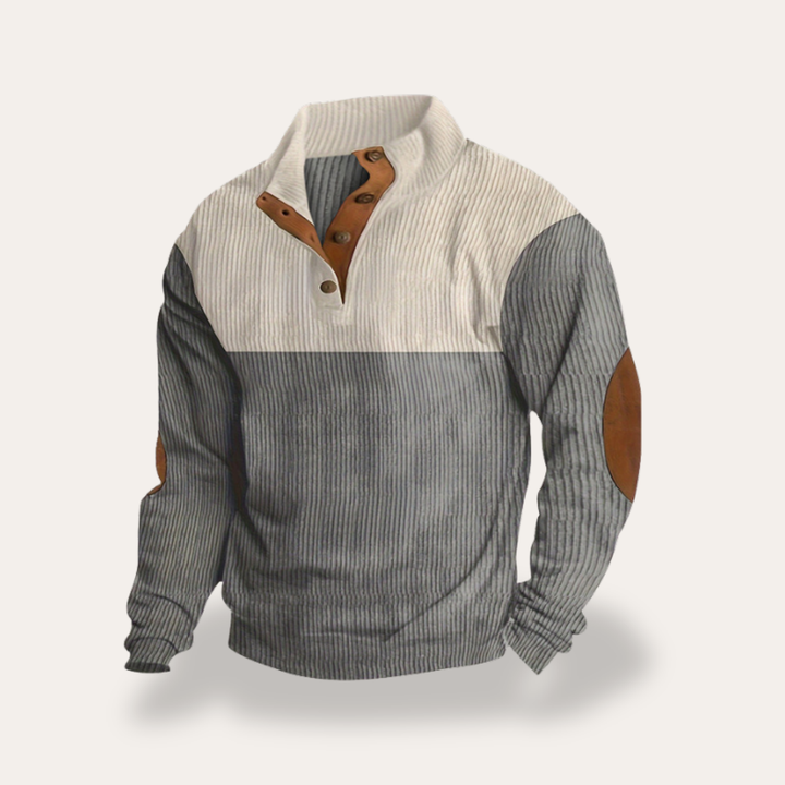 Maglione Uomo Collo Alto Lavorato Patch Pelle Finto | Altivaro
