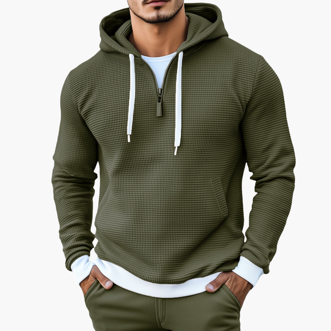 Men's Hoodie Half-Zip Thermal Knit Sweater | Altivaro
