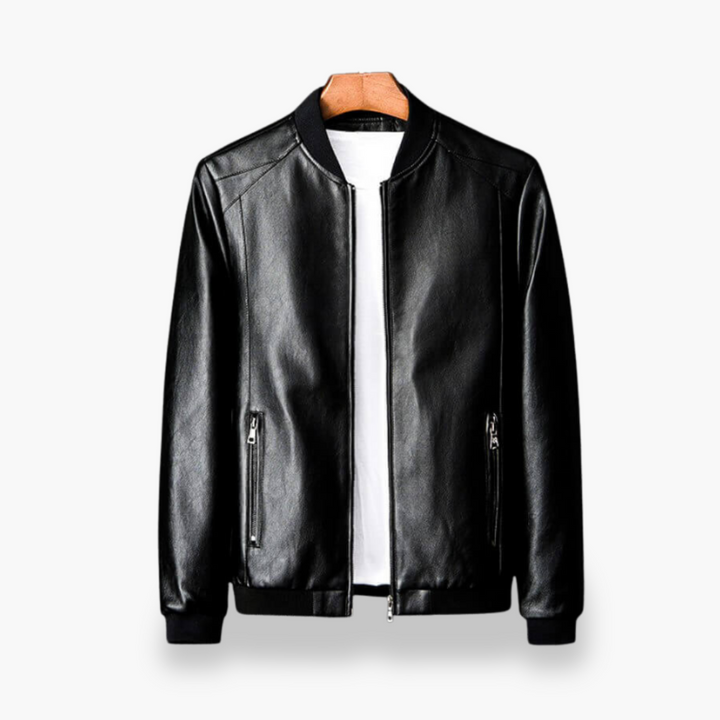 Men's Bomber Jacket in Faux Leather with Zip | Altivaro