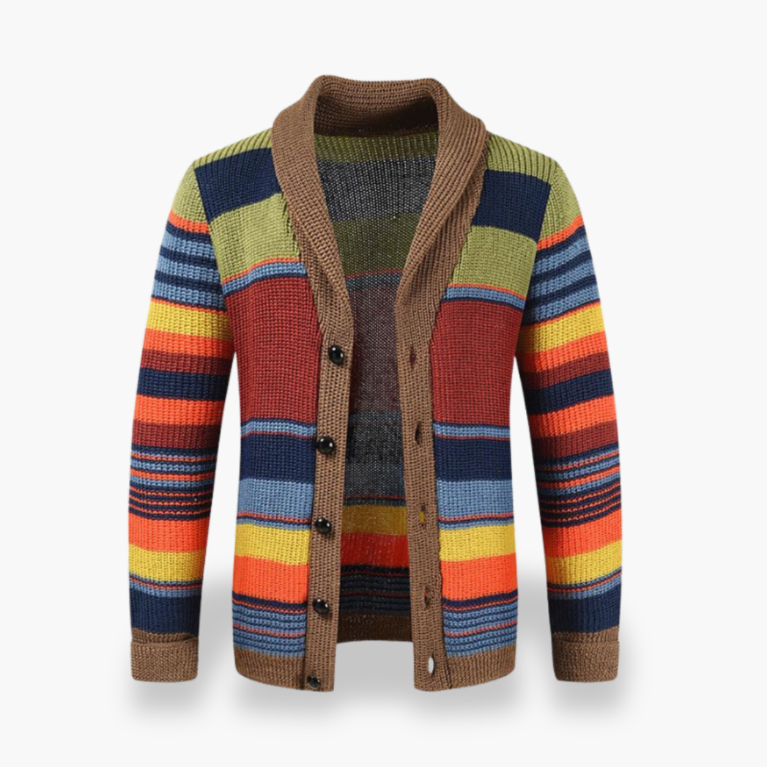 Men's Striped Knit Cardigan with Buttons | Altivaro