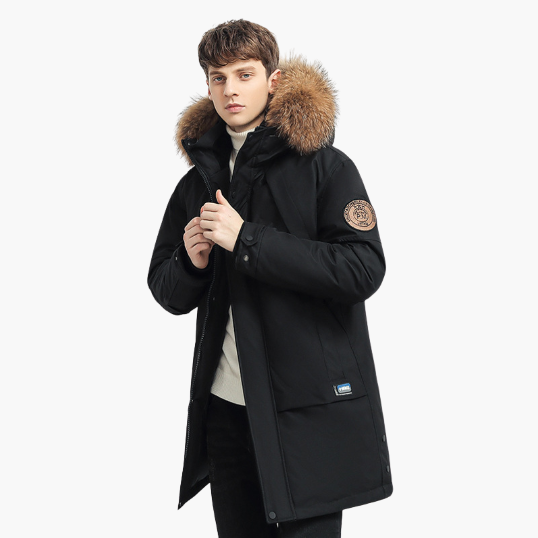 Men's Winter Padded Parka with Hood and Synthetic Fur | Altivaro