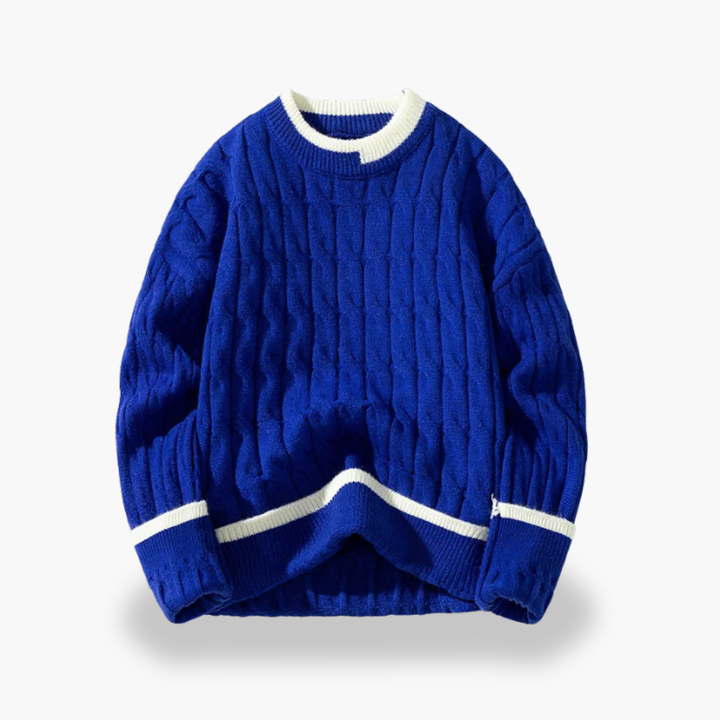 Maglione Uomo in Maglia Intrecciata con Dettagli a Contrasto | Altivaro