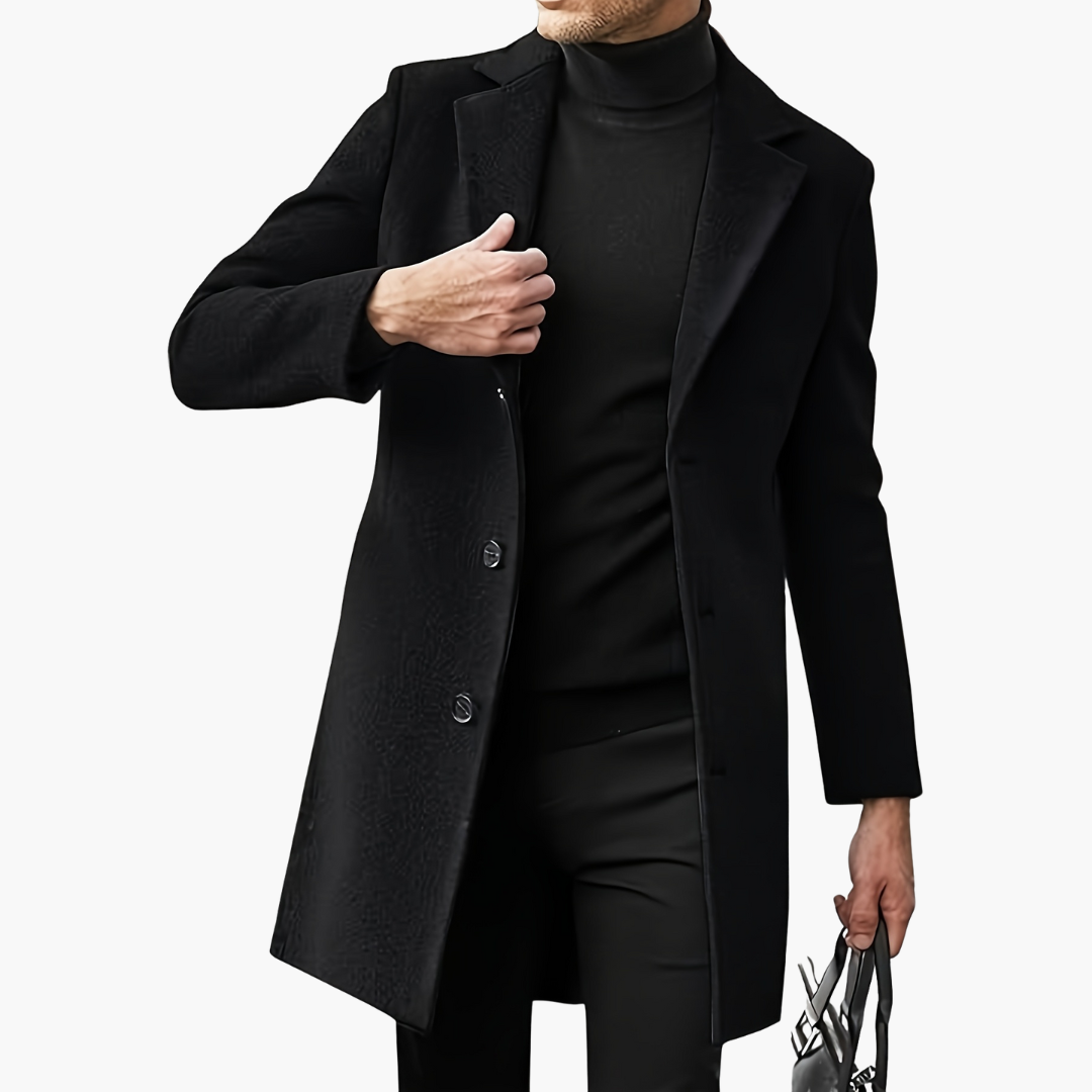 Black Men's Coat with Buttons | Altivaro