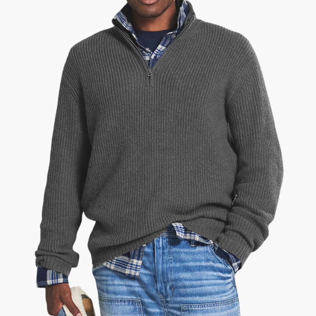 Men's High Zip Sweater in Cotton | Altivaro