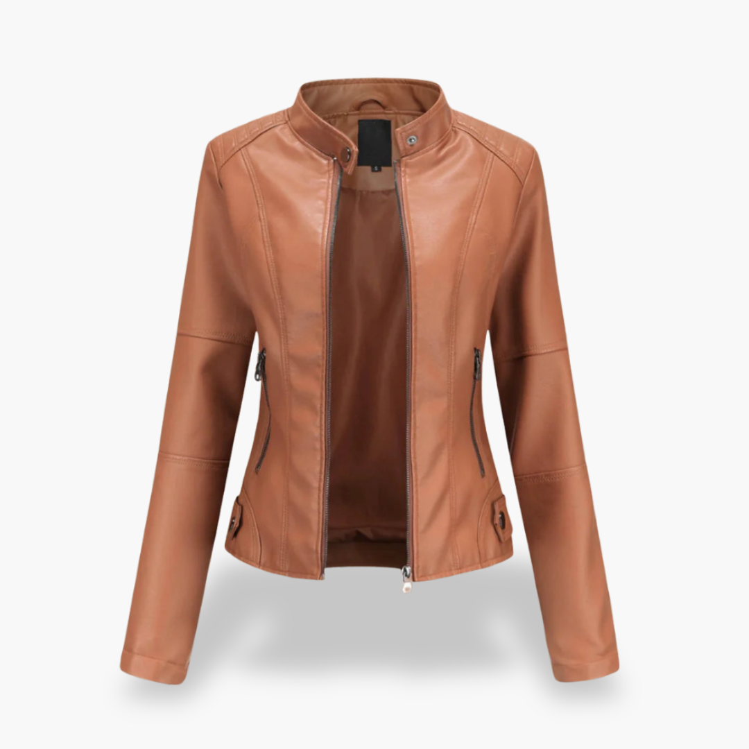 Giacca Donna Ecopelle Slim Fit Zip Collo Alto | Altivaro