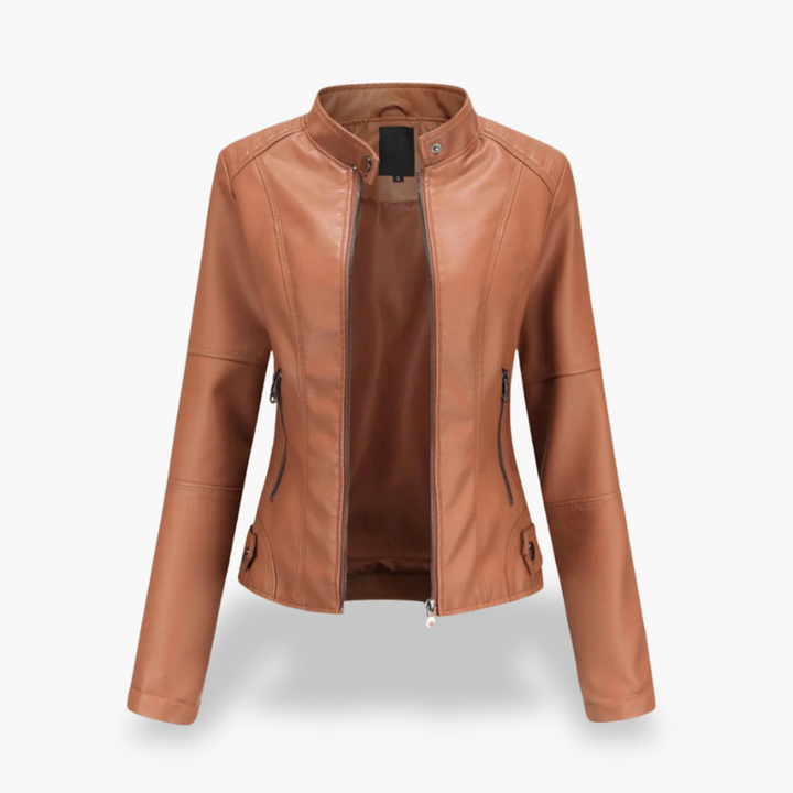 Giacca Donna Ecopelle Slim Fit Zip Collo Alto | Altivaro