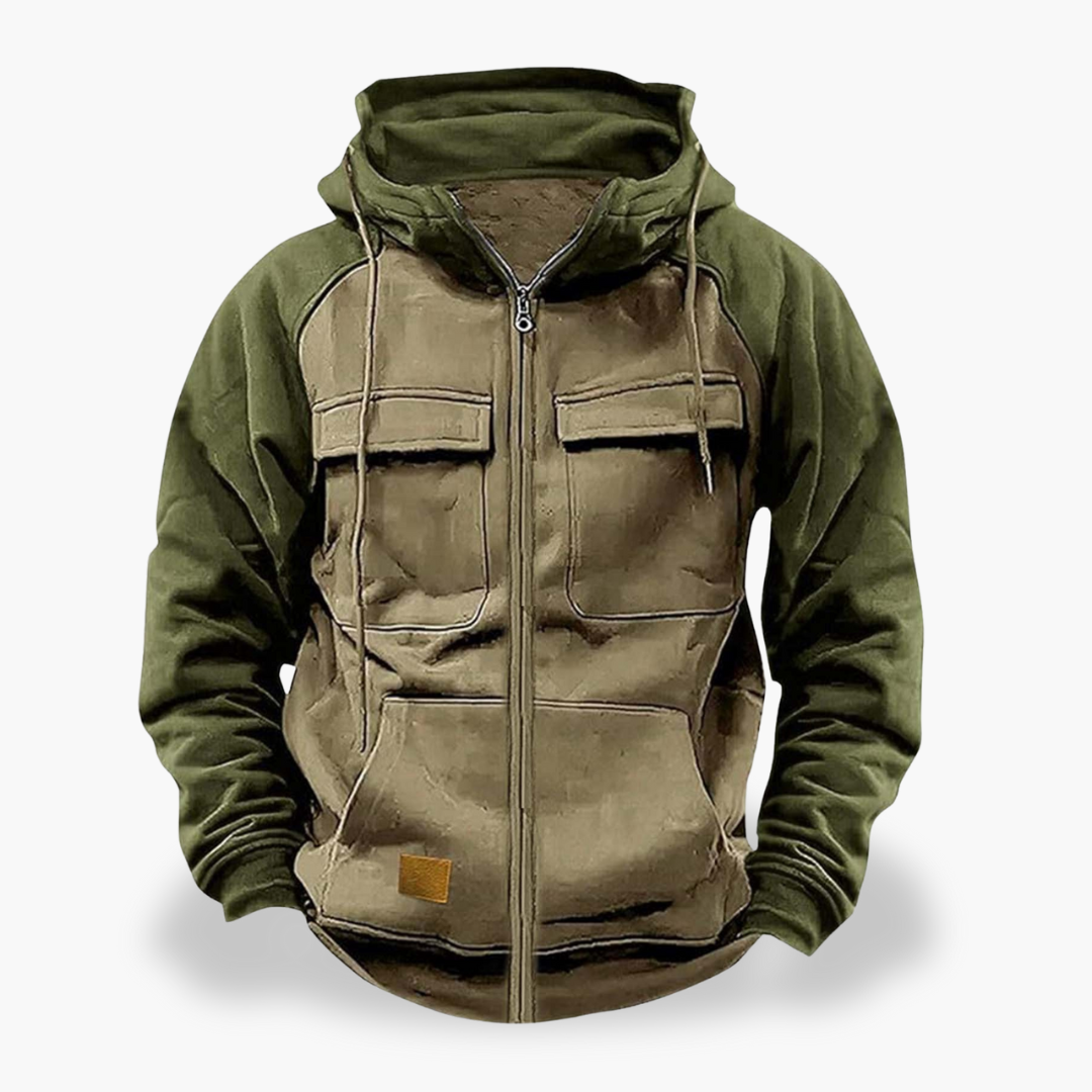 Felpa Uomo con Cappuccio Zip Tasche Casual | Altivaro