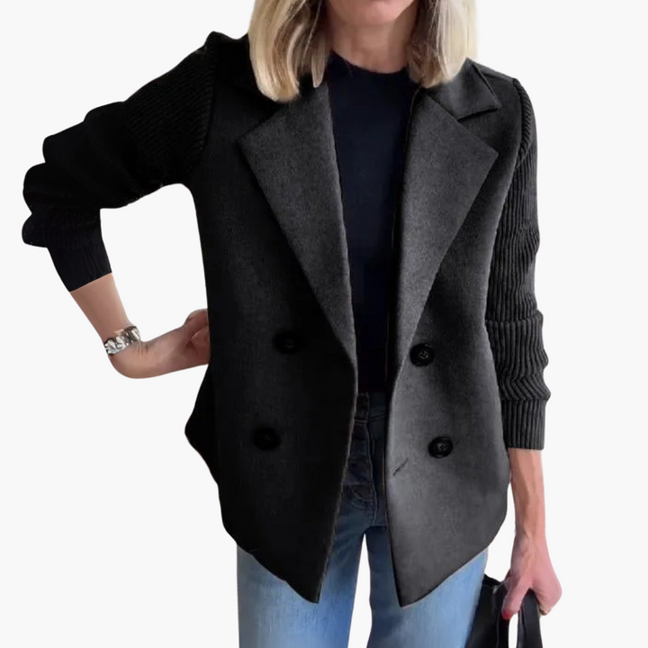 Women's Jacket with Ribbed Sleeves and Buttons | Altivaro