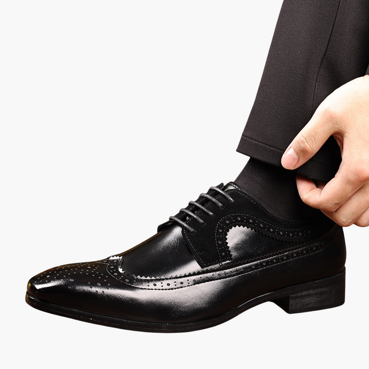 Men's Orthopedic Leather Shoes with Brogue | Altivaro