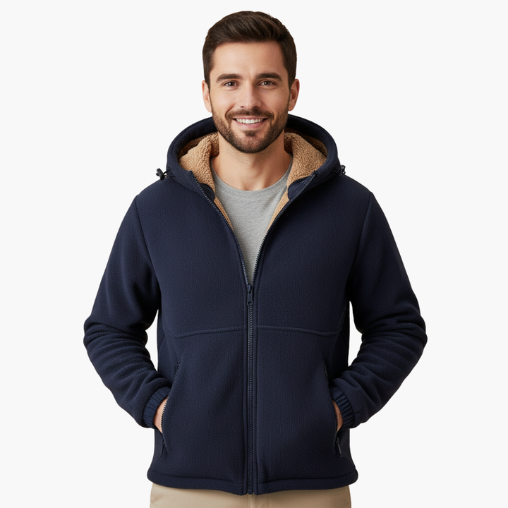 Men's Fleece Jacket with Hood and Fleece Lining | Altivaro