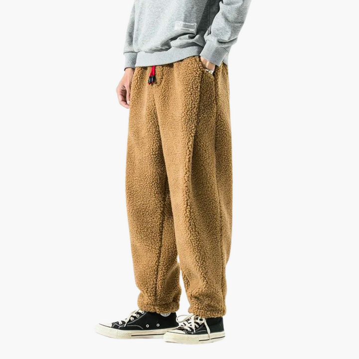 Pantaloni Uomo in Pile con Fascia Rossa | Altivaro