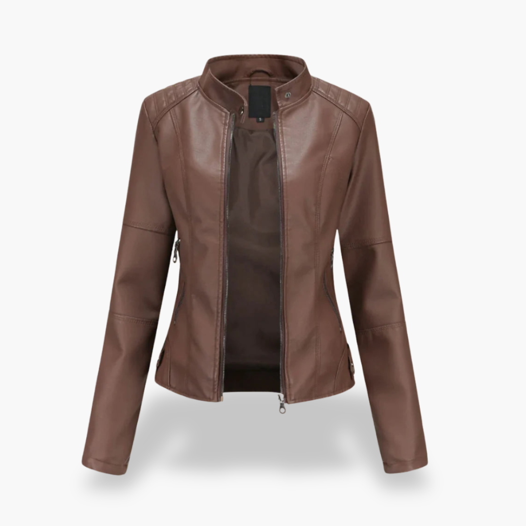 Giacca Donna Ecopelle Slim Fit Zip Collo Alto | Altivaro