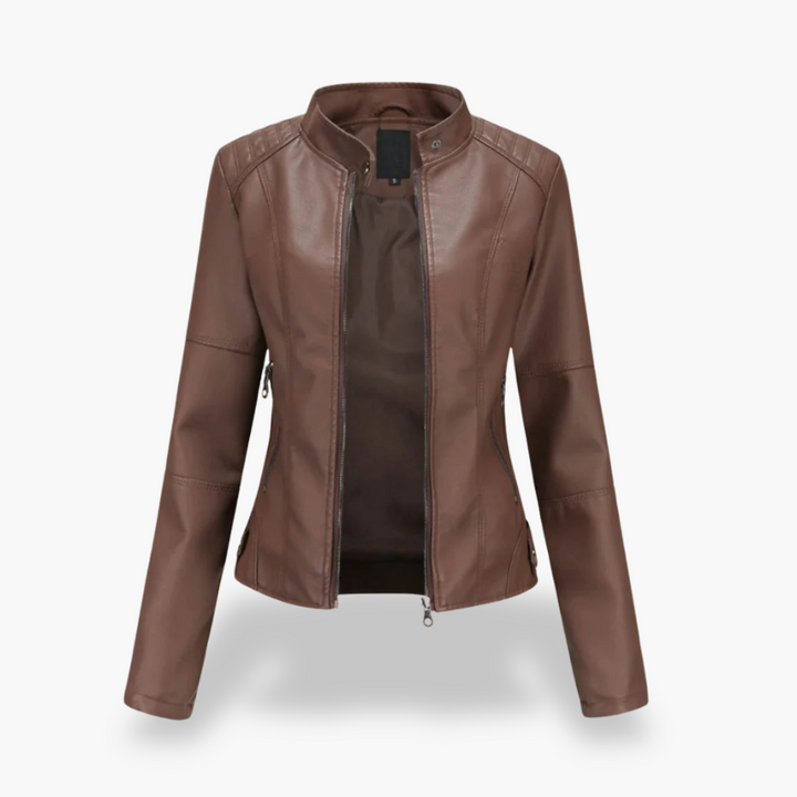 Giacca Donna Ecopelle Slim Fit Zip Collo Alto | Altivaro