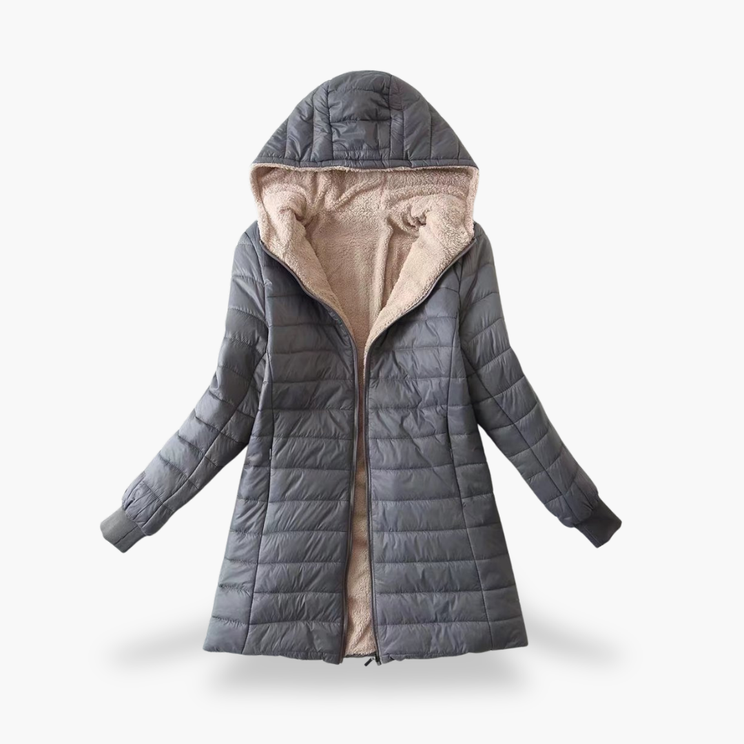 Women's Long Winter Down Jacket with Fleece-Lined Hood | Altivaro
