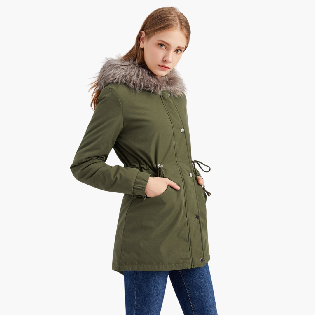 Women's Fleece Jacket with Hood and Fur | Altivaro