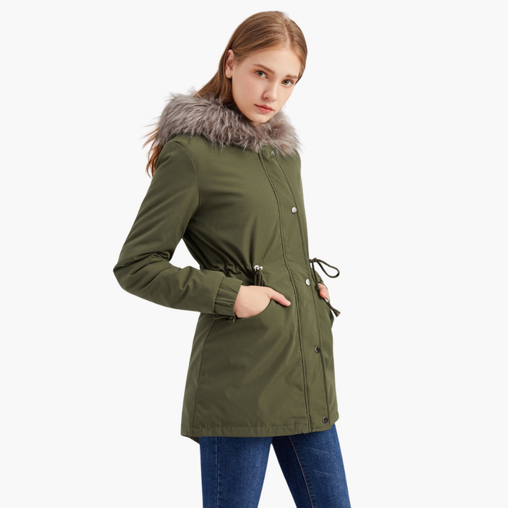 Women's Fleece Jacket with Hood and Fur | Altivaro