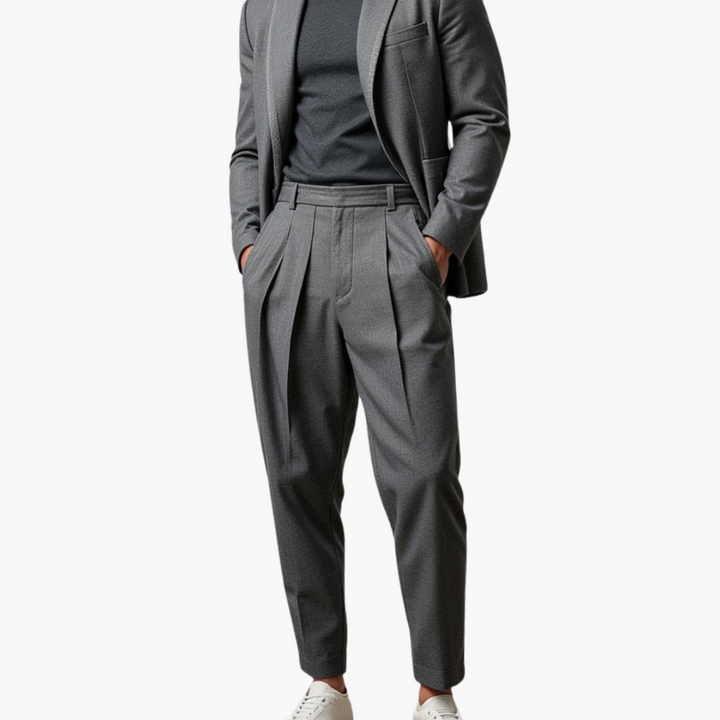 Slim Fit Trousers with Pleats for Men | Altivaro