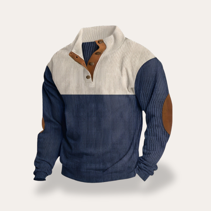 Maglione Uomo Collo Alto Lavorato Patch Pelle Finto | Altivaro