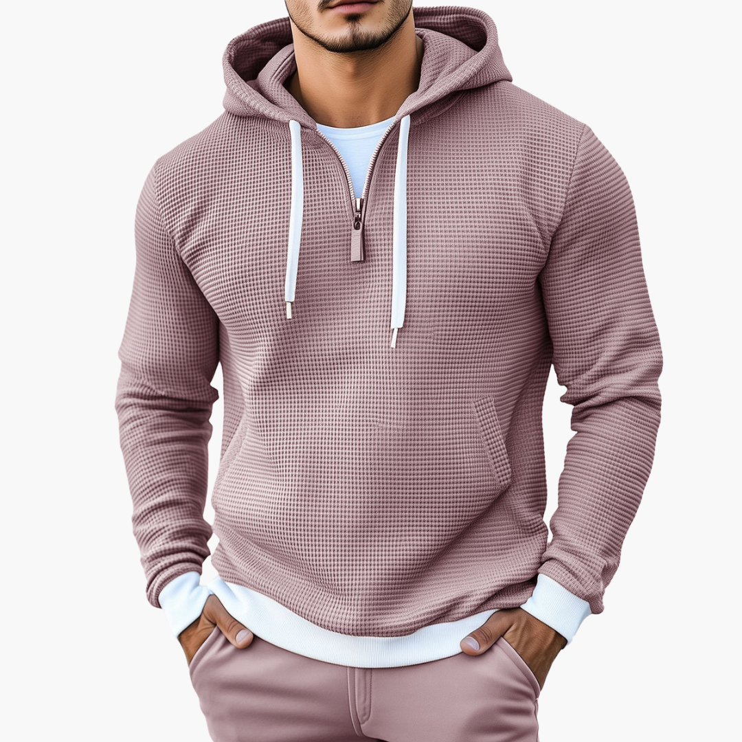 Men's Hoodie Half-Zip Thermal Knit Sweater | Altivaro