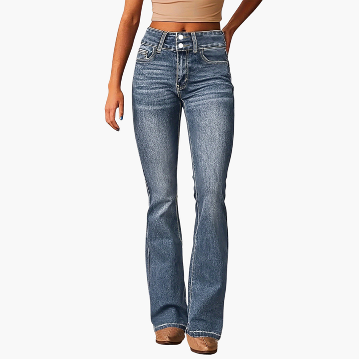 Jeans Bootcut Donna con Vita Alta e Bottoni | Altivaro