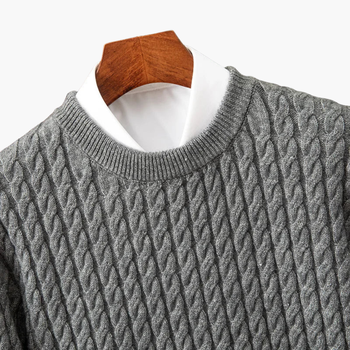Maglione Uomo in Maglia Intrecciata con Dettagli a Strisce | Altivaro