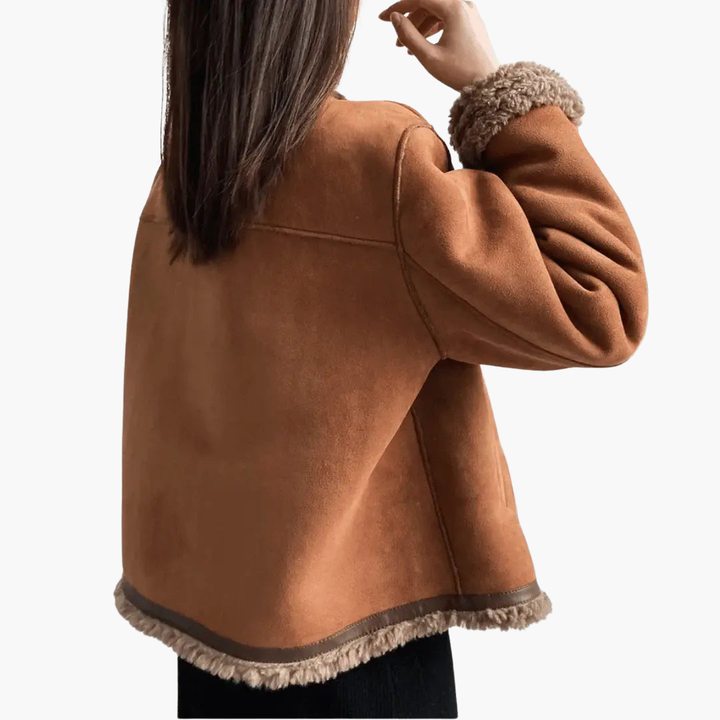 Women's faux leather jacket with fur trim | Altivaro