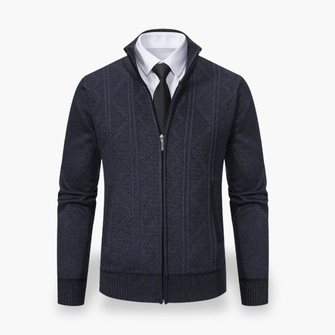 Men's Wool Cardigan High Neck Zip | Altivaro