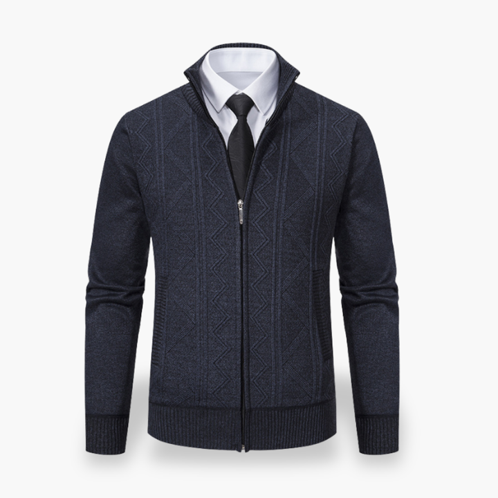 Men's Wool Cardigan High Neck Zip | Altivaro