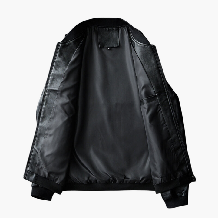 Men's Bomber Jacket in Faux Leather with Zip | Altivaro