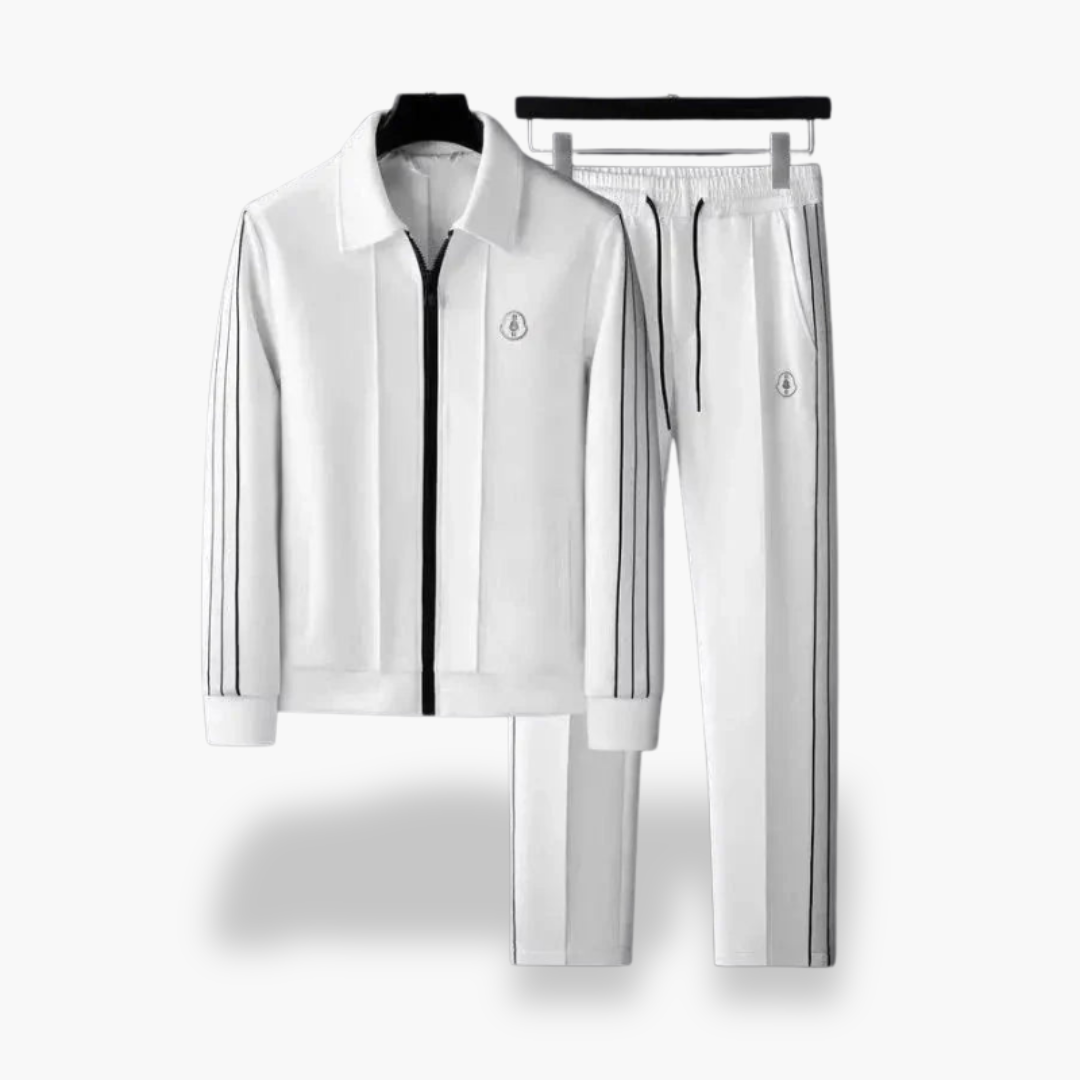 Tuta Uomo con Zip e Strisce Bianche | Altivaro