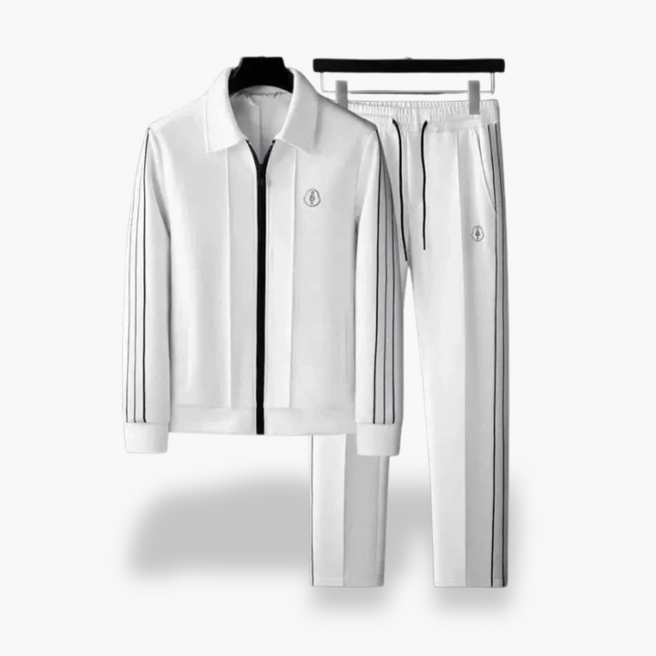 Tuta Uomo con Zip e Strisce Bianche | Altivaro