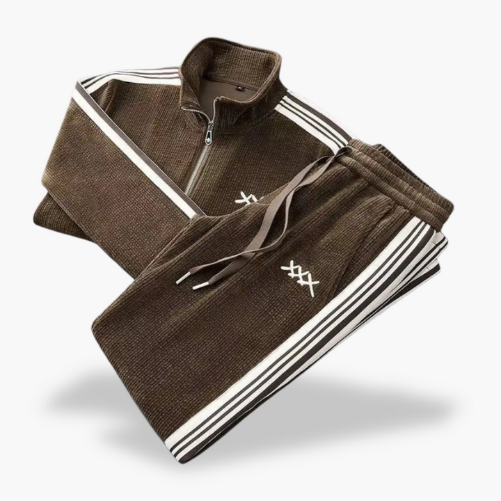 Tuta Sportiva Uomo in Cotone con Zip e Strisce Laterali | Altivaro