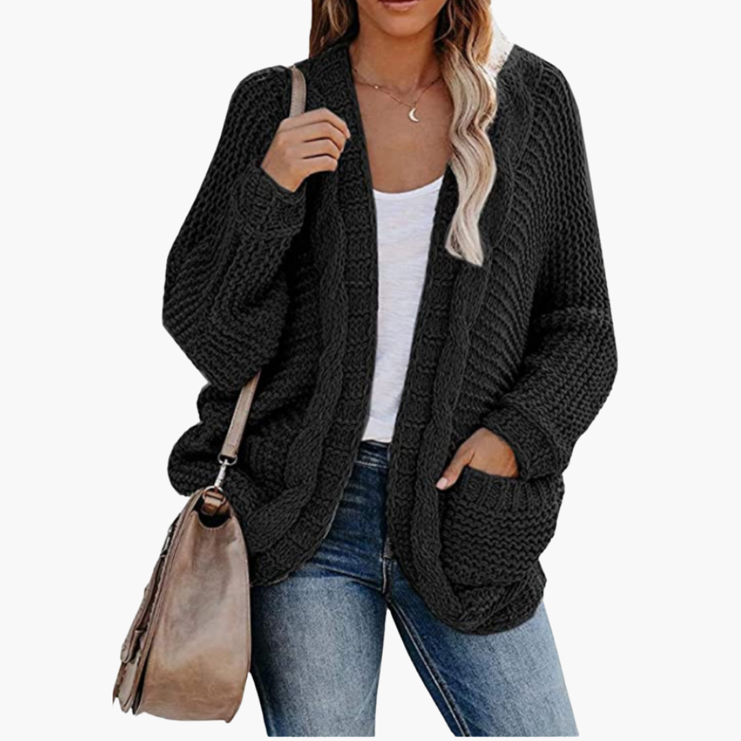 Women's Cardigan in Chunky Knit with Front Pockets | Altivaro
